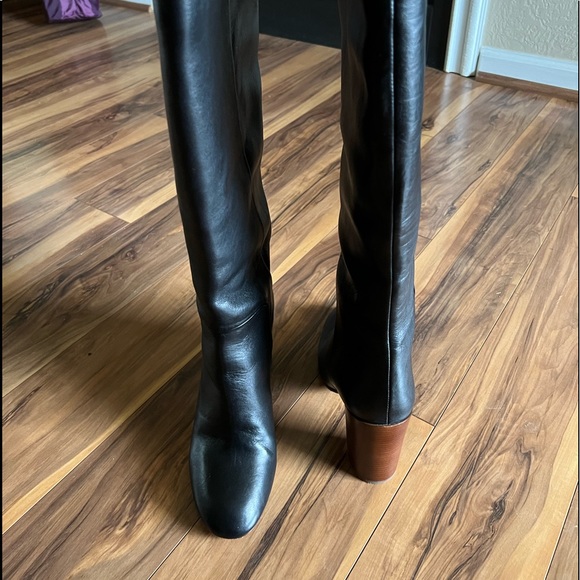 Lands End 8 Black Tall Leather Stanton Pull On Boot, 3.5” heel - Picture 2 of 9